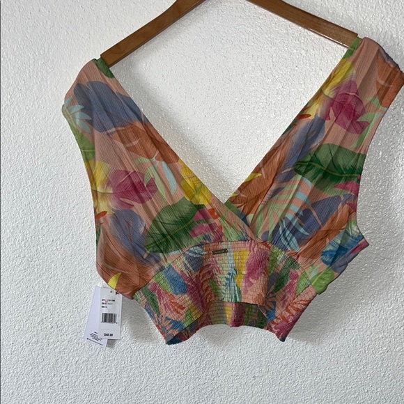 Hurley Multicolor Tropical Print Women's Top - Picture 4 of 8